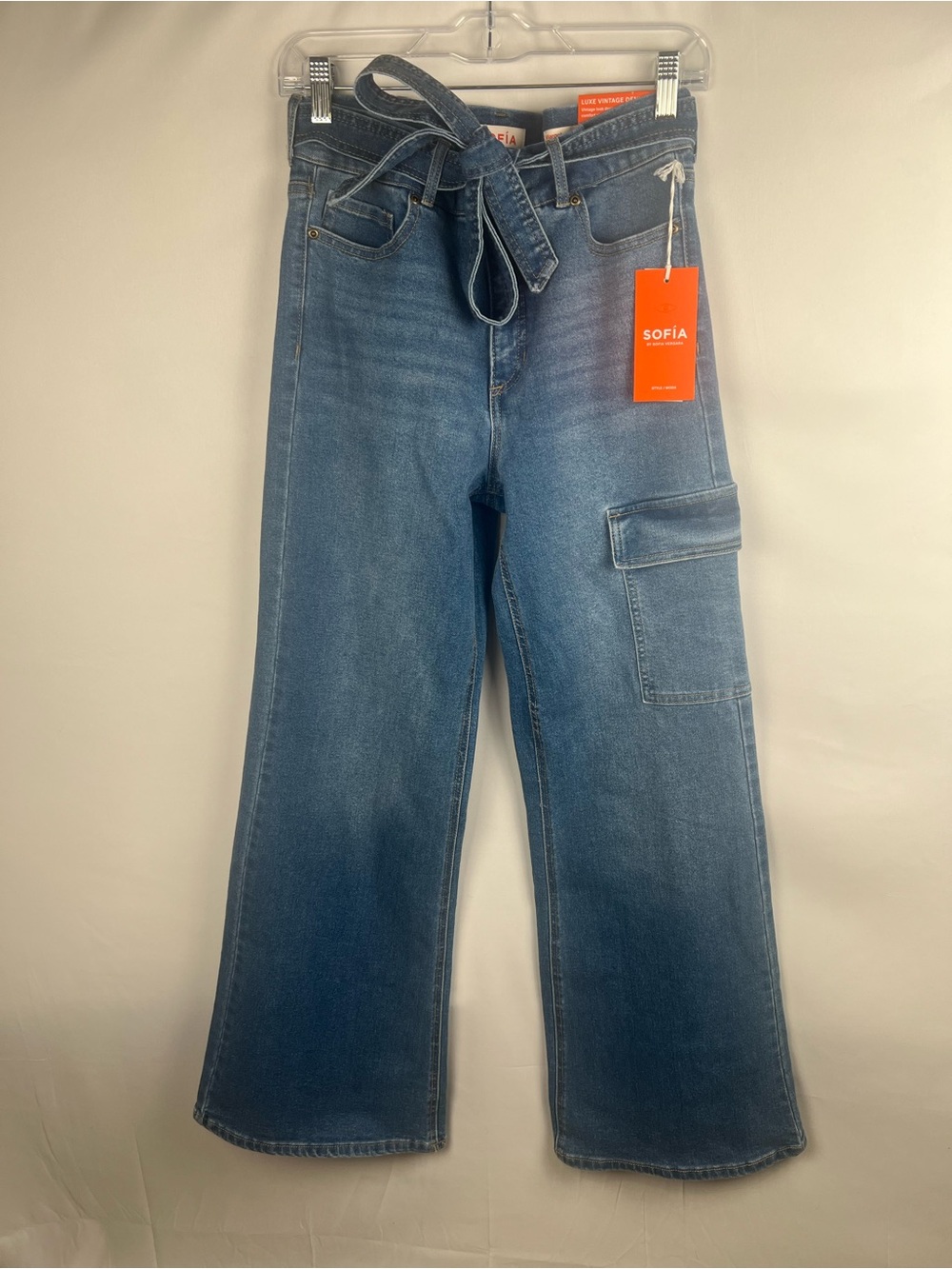 Sofia Jeans by Sofia Vergara Margot Wide Leg Cargo Jeans Belted 10 Casual Chic